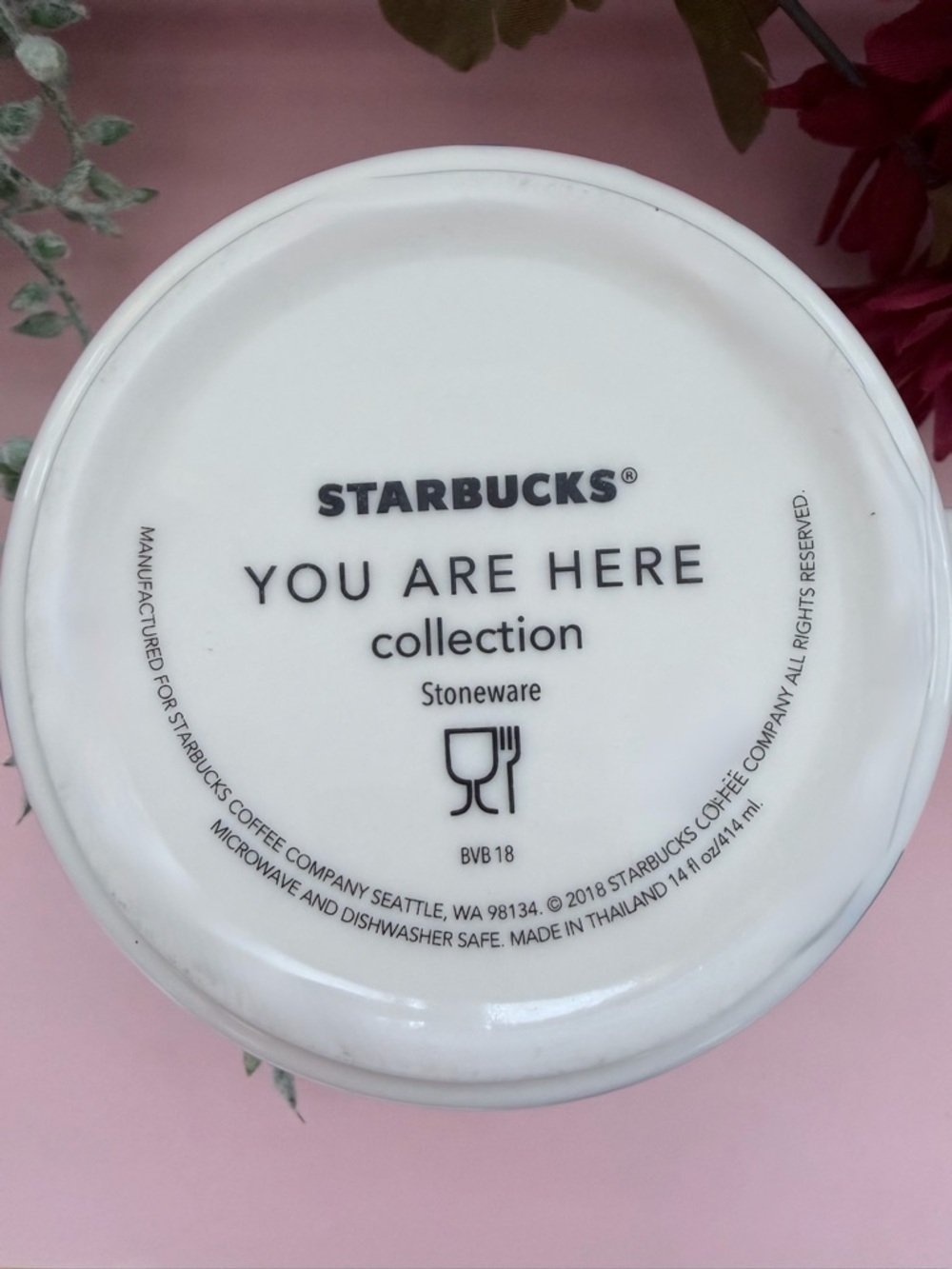 Starbucks Japan Sakura Red and White You Are Here Series Ceramic 14 Oz Mug - Picture 5 of 9